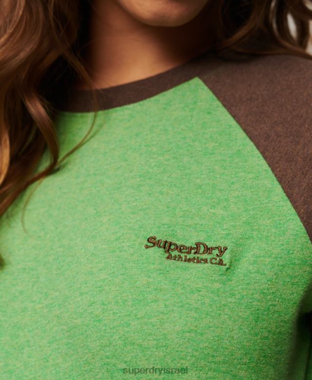 il Superdry נשים עליונית בייסבול לוגו וינטג' מכותנה אורגנית ירוק 4LX2Z2198 הַלבָּשָׁה