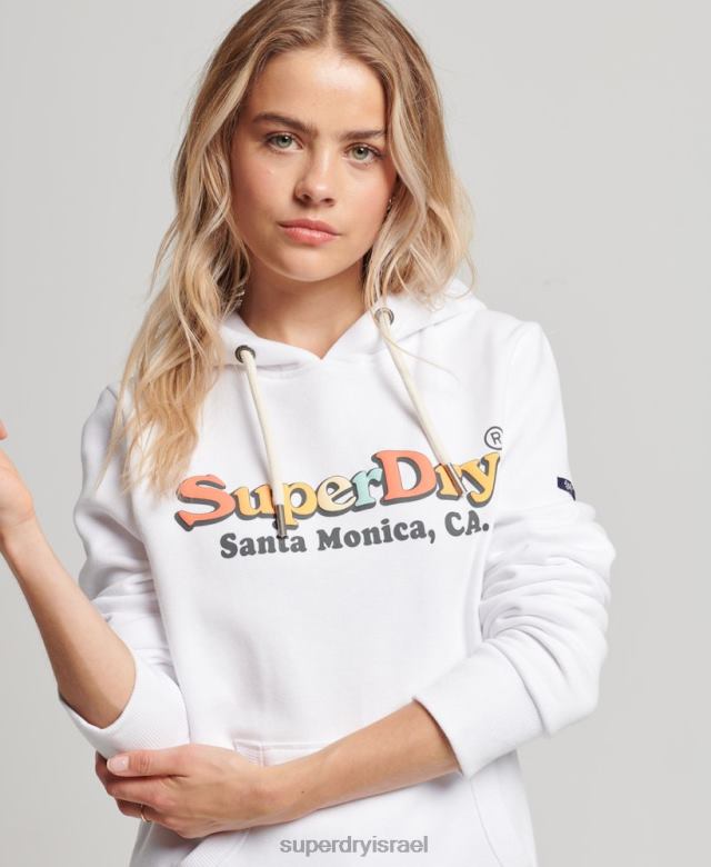 il Superdry נשים קפוצ'ון וינטג' לבן 4LX2Z2206 הַלבָּשָׁה