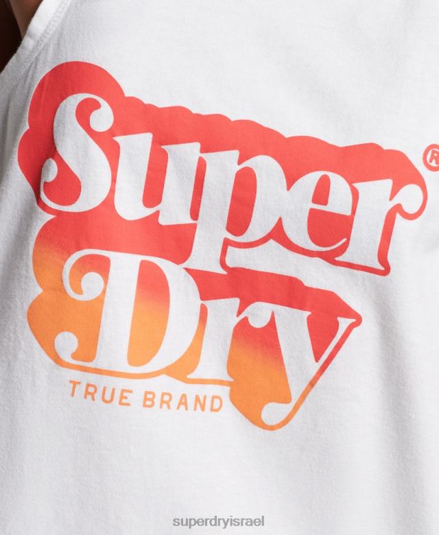 il Superdry נשים עליונית אפוד צללית וינטג' לבן 4LX2Z2216 הַלבָּשָׁה