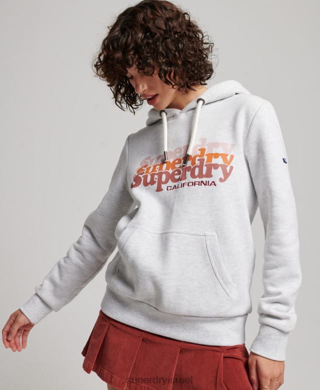 il Superdry נשים קפוצ'ון מילוי וינטג' אפור בהיר 4LX2Z2223 הַלבָּשָׁה