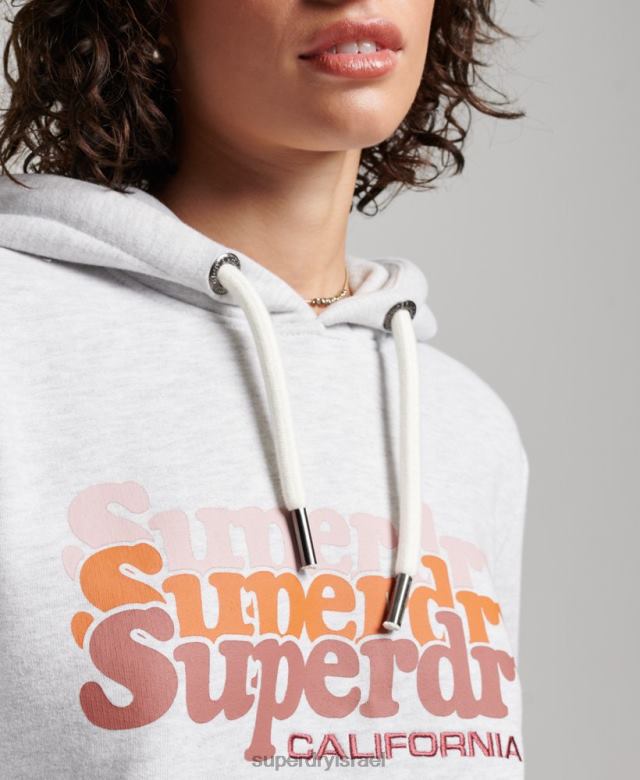 il Superdry נשים קפוצ'ון מילוי וינטג' אפור בהיר 4LX2Z2223 הַלבָּשָׁה