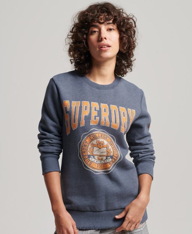 il Superdry נשים סווטשירט של צוות זכיינית וינטג' כְּחוֹל 4LX2Z2227 הַלבָּשָׁה