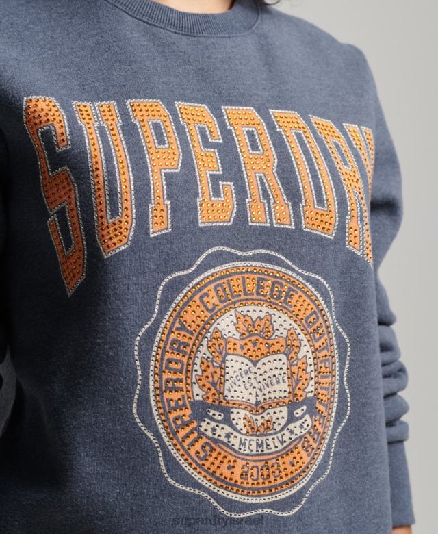 il Superdry נשים סווטשירט של צוות זכיינית וינטג' כְּחוֹל 4LX2Z2227 הַלבָּשָׁה