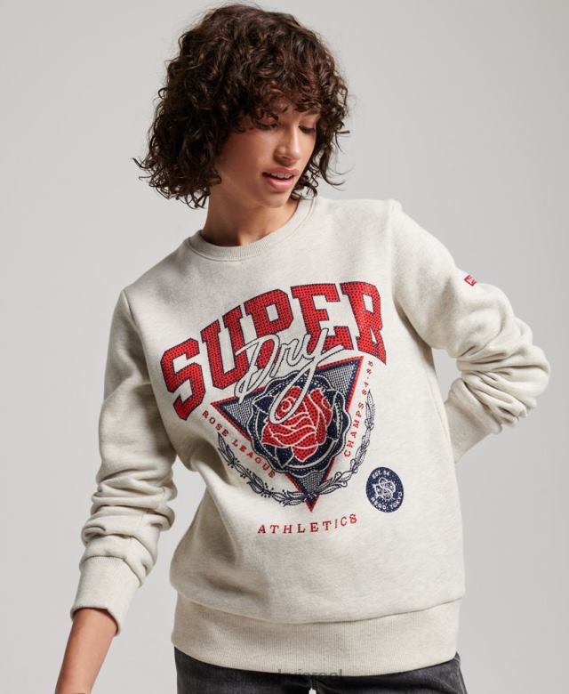 il Superdry נשים סווטשירט של צוות זכיינית וינטג' קרם 4LX2Z2228 הַלבָּשָׁה