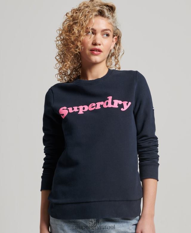 il Superdry נשים סווטשירט קלאסי של קופר וינטג' חיל הים 4LX2Z2229 הַלבָּשָׁה