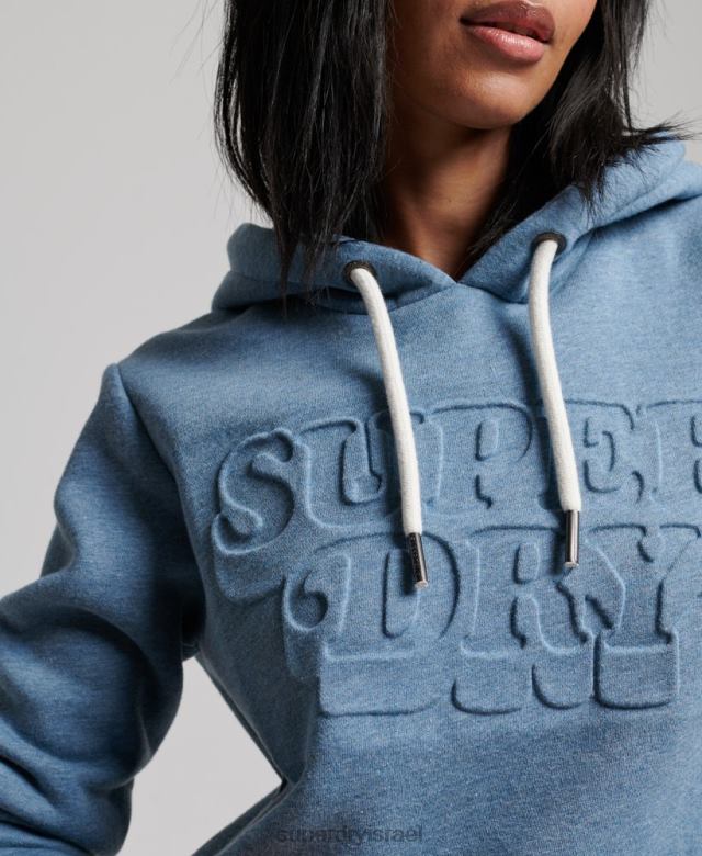 il Superdry נשים קפוצ'ון עם תבליט וינטג' קופר כחול בהיר 4LX2Z2241 הַלבָּשָׁה