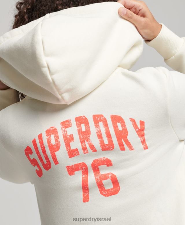 il Superdry נשים קפוצ'ון וינטג' אתלטי רוכסן לבן 4LX2Z2251 הַלבָּשָׁה