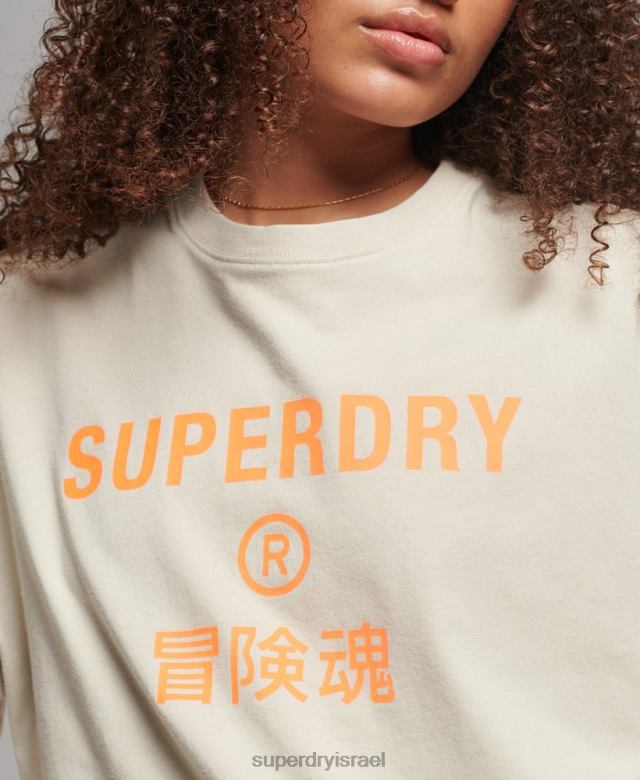 il Superdry נשים חולצת טריקו ספורט ליבה מכותנה אורגנית בז' 4LX2Z2259 הַלבָּשָׁה