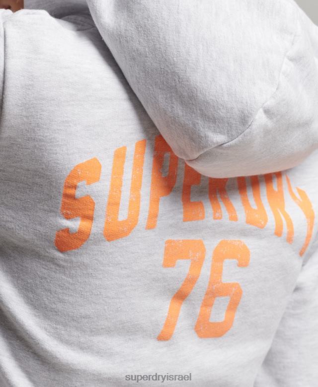 il Superdry נשים קפוצ'ון וינטג' אתלטי רוכסן אפור בהיר 4LX2Z2262 הַלבָּשָׁה