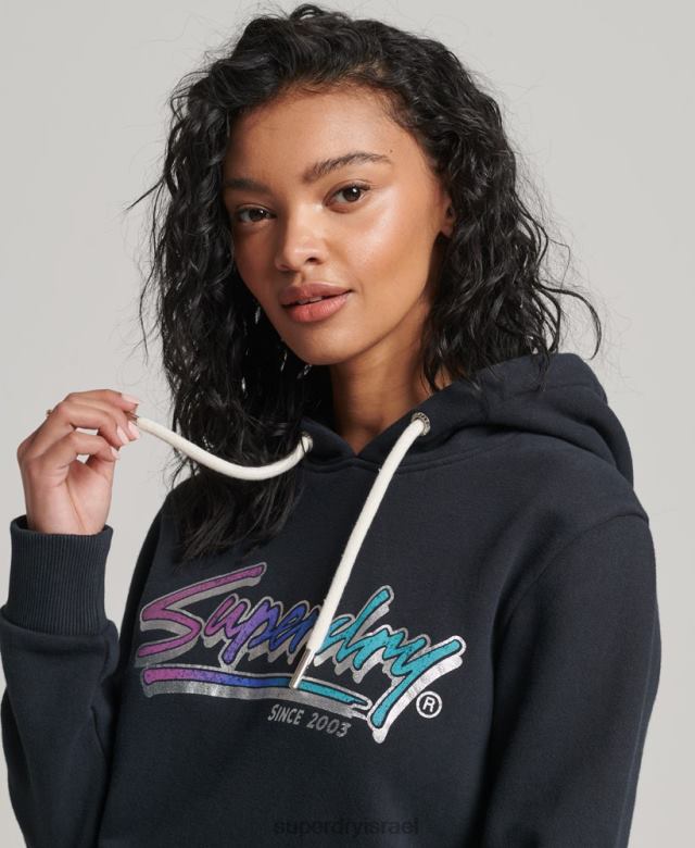 il Superdry נשים קפוצ'ון תסריט וינטג' במרכז העיר אפור כהה 4LX2Z2274 הַלבָּשָׁה