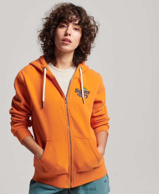 il Superdry נשים קפוצ'ון קפוצ'ון וינטג' עם רוכסן תפוז 4LX2Z2288 הַלבָּשָׁה