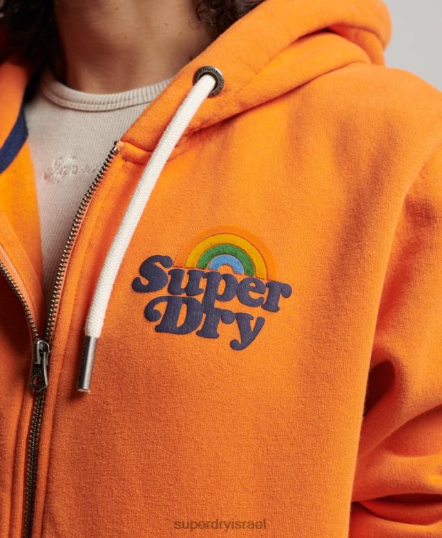 il Superdry נשים קפוצ'ון קפוצ'ון וינטג' עם רוכסן תפוז 4LX2Z2288 הַלבָּשָׁה