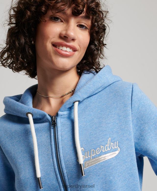 il Superdry נשים קפוצ'ון רוכסן קולג'י עם תסריט וינטג' כְּחוֹל 4LX2Z2289 הַלבָּשָׁה