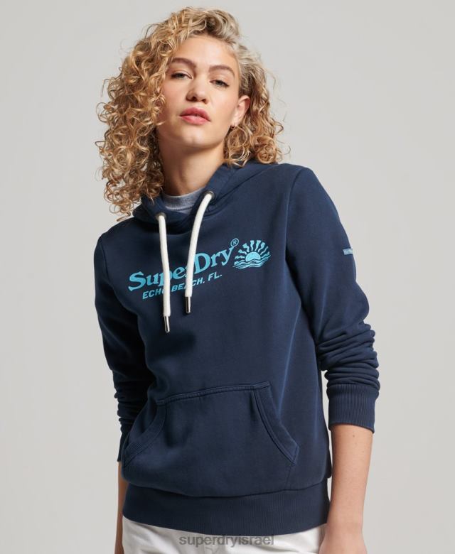 il Superdry נשים קפוצ'ון למקום וינטג' חיל הים 4LX2Z2301 הַלבָּשָׁה