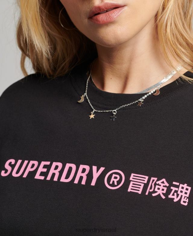 il Superdry נשים חולצת טריקו ספורט ליבה מכותנה אורגנית שָׁחוֹר 4LX2Z2310 הַלבָּשָׁה