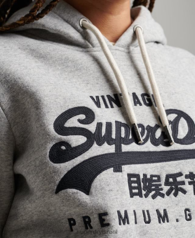 il Superdry נשים קפוצ'ון קולג'י עם תסריט לוגו וינטג' אפור 4LX2Z2317 הַלבָּשָׁה