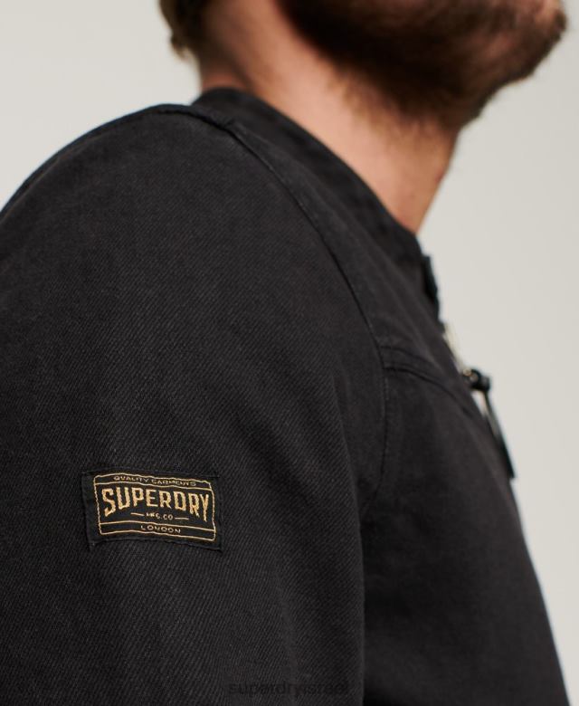 il Superdry גברים מעיל וינטג' בול ג'ינס רייסר אפור כהה 4LX2Z24 הַלבָּשָׁה