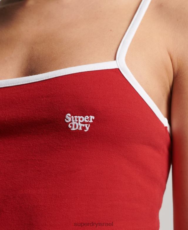 il Superdry נשים שמלת קאמי ג'רסי וינטג' אָדוֹם 4LX2Z2507 הַלבָּשָׁה