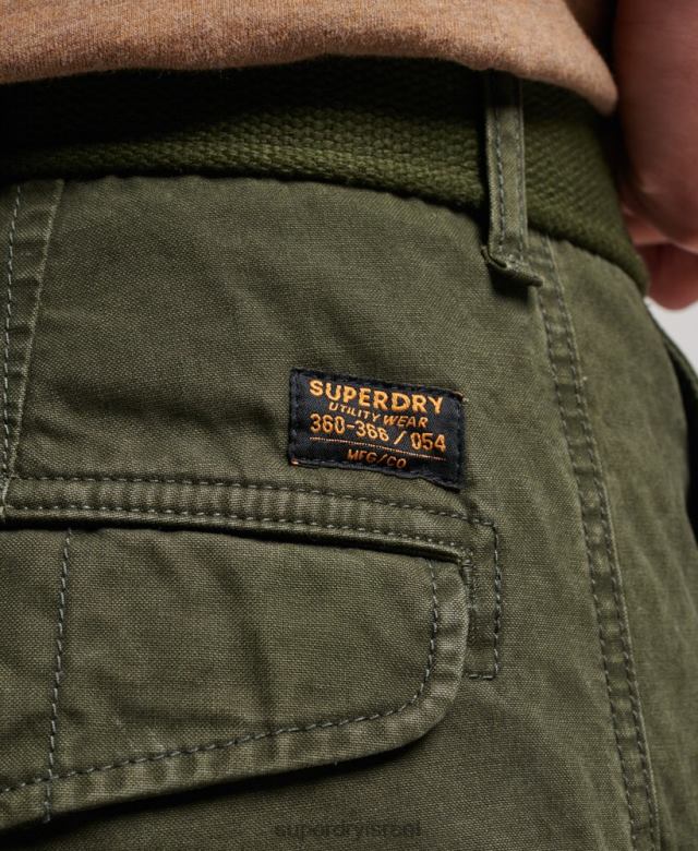 il Superdry גברים מכנסי מטען כבדים מכותנה אורגנית ירוק 4LX2Z258 הַלבָּשָׁה