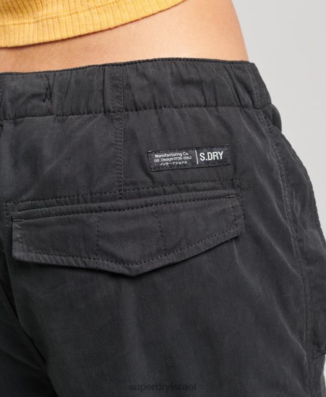 il Superdry נשים מכנסי אחיזת מצנח מכותנה אורגנית שָׁחוֹר 4LX2Z2608 הַלבָּשָׁה