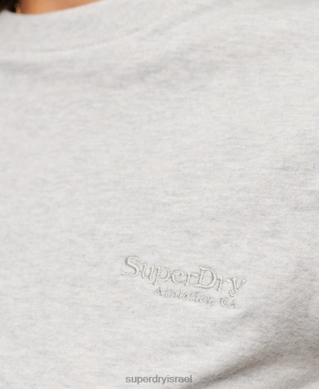 il Superdry נשים חולצת טי עם שרוול כובע לוגו וינטג' אפור בהיר 4LX2Z2617 הַלבָּשָׁה