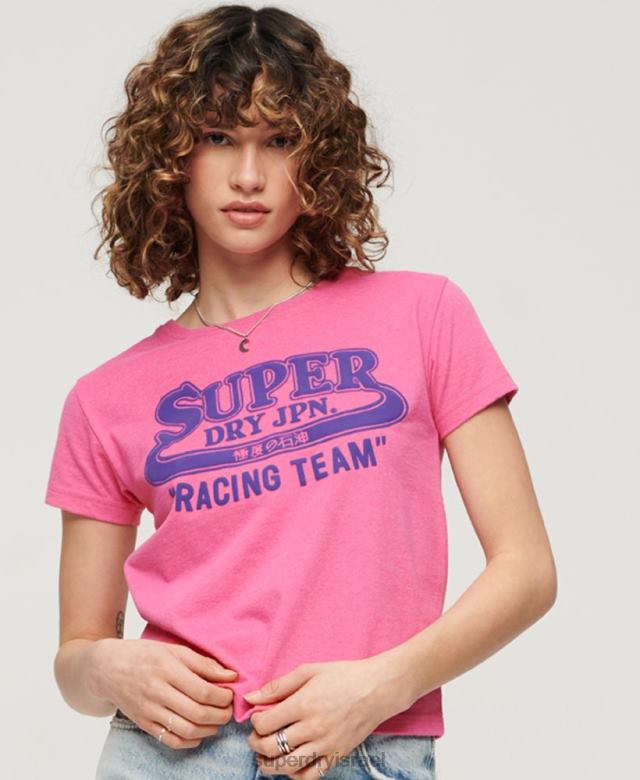 il Superdry נשים ארכיון חולצת טריקו גרפית ניאון וָרוֹד 4LX2Z2636 הַלבָּשָׁה