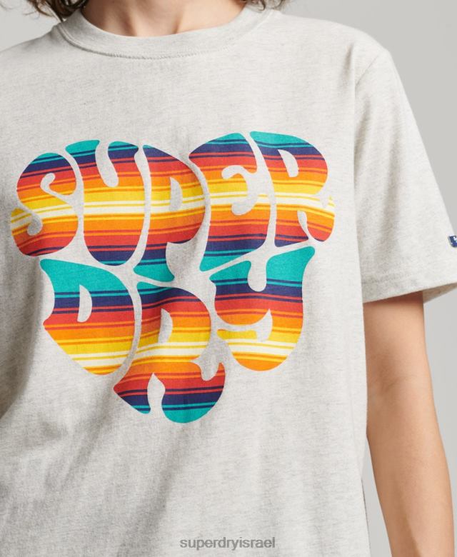 il Superdry נשים חולצת טי במילוי וינטג' אפור 4LX2Z2648 הַלבָּשָׁה