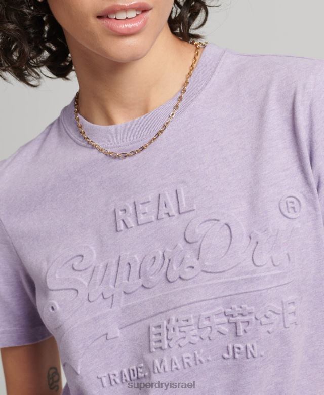 il Superdry נשים חולצת טריקו עם תבליט לוגו וינטג' סָגוֹל 4LX2Z2652 הַלבָּשָׁה