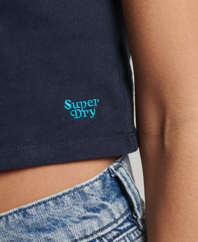 il Superdry נשים חולצת טריקו בגזרת פסים וינטג' חיל הים 4LX2Z2677 הַלבָּשָׁה