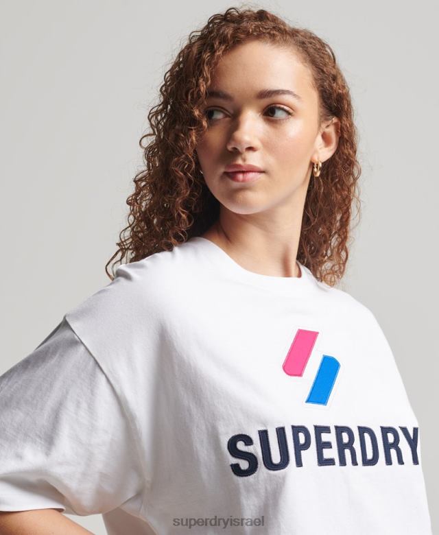 il Superdry נשים חולצת טריקו קופסה מוערמת בקוד לבן 4LX2Z2737 הַלבָּשָׁה