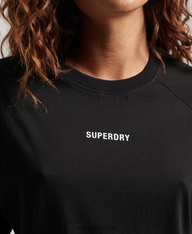 il Superdry נשים חולצת טריקו עם שרוול קצר ליבה שָׁחוֹר 4LX2Z2742 הַלבָּשָׁה