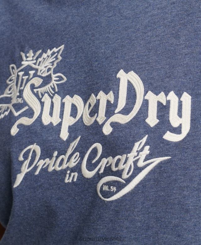 il Superdry נשים גאוות וינטג' בחולצת טריקו מלאכה חיל הים 4LX2Z2752 הַלבָּשָׁה