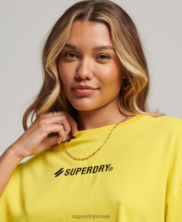 il Superdry נשים חולצת טריקו קופסה גדולה עם לוגו ספורט צהוב 4LX2Z2753 הַלבָּשָׁה