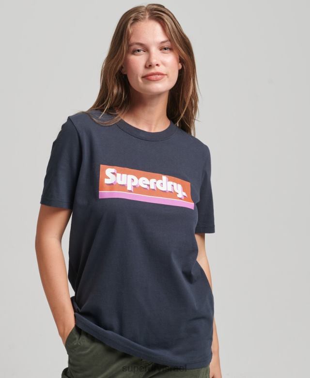 il Superdry נשים חולצת טריקו חיל הים 4LX2Z2754 הַלבָּשָׁה