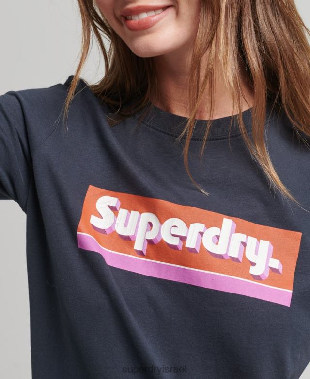 il Superdry נשים חולצת טריקו חיל הים 4LX2Z2754 הַלבָּשָׁה