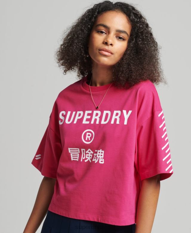 il Superdry נשים חולצת טריקו ספורט לוגו ליבה וָרוֹד 4LX2Z2759 הַלבָּשָׁה