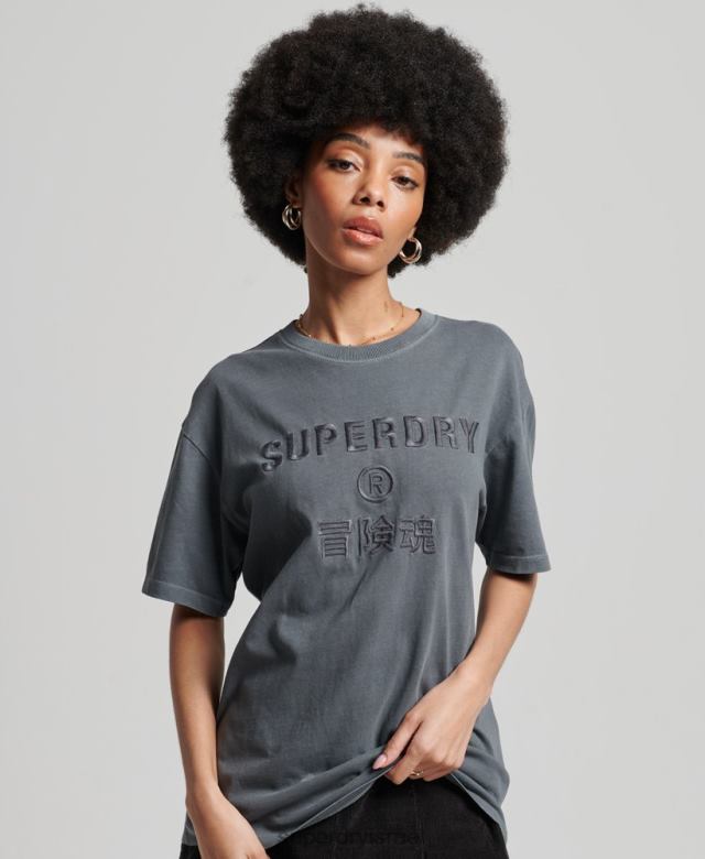 il Superdry נשים חולצת טריקו רפויה לצבוע בגד לוגו קוד שָׁחוֹר 4LX2Z2762 הַלבָּשָׁה