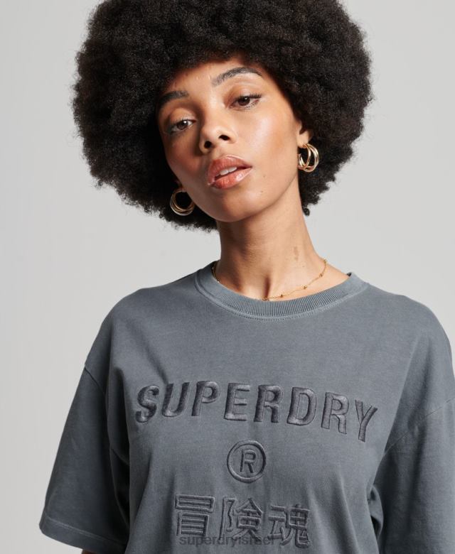 il Superdry נשים חולצת טריקו רפויה לצבוע בגד לוגו קוד שָׁחוֹר 4LX2Z2762 הַלבָּשָׁה