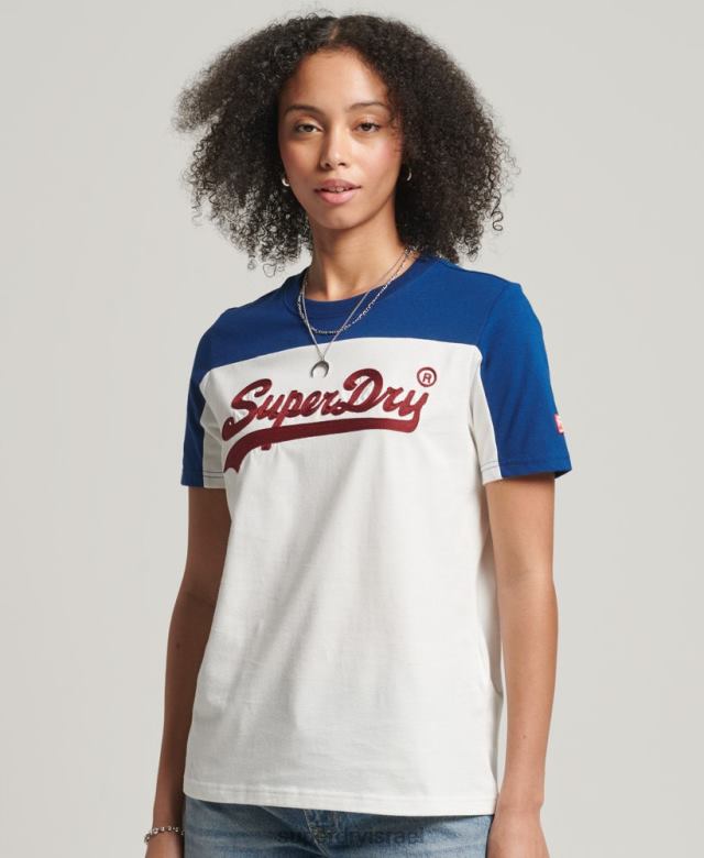 il Superdry נשים חולצת טריקו קולגיית לוגו וינטג' קרם 4LX2Z2763 הַלבָּשָׁה