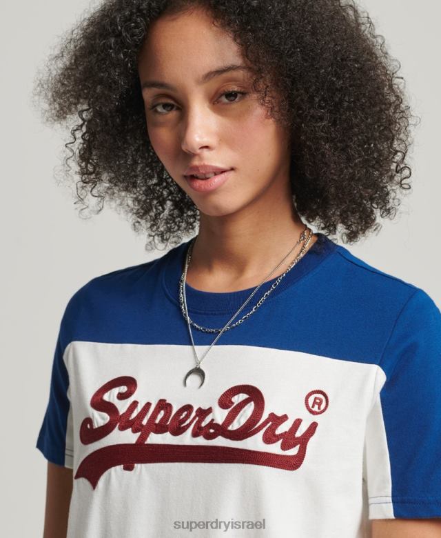 il Superdry נשים חולצת טריקו קולגיית לוגו וינטג' קרם 4LX2Z2763 הַלבָּשָׁה