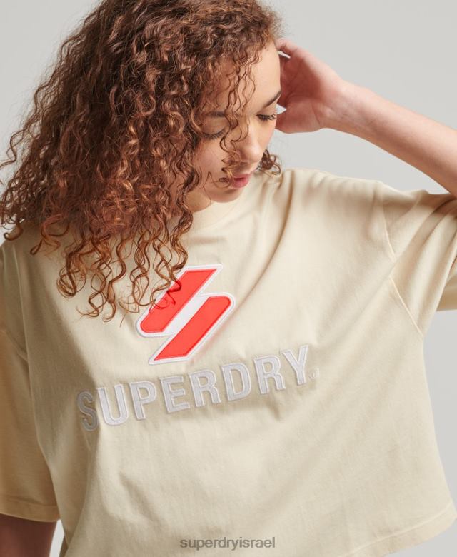 il Superdry נשים חולצת טריקו קופסה מוערמת בקוד קרם 4LX2Z2776 הַלבָּשָׁה