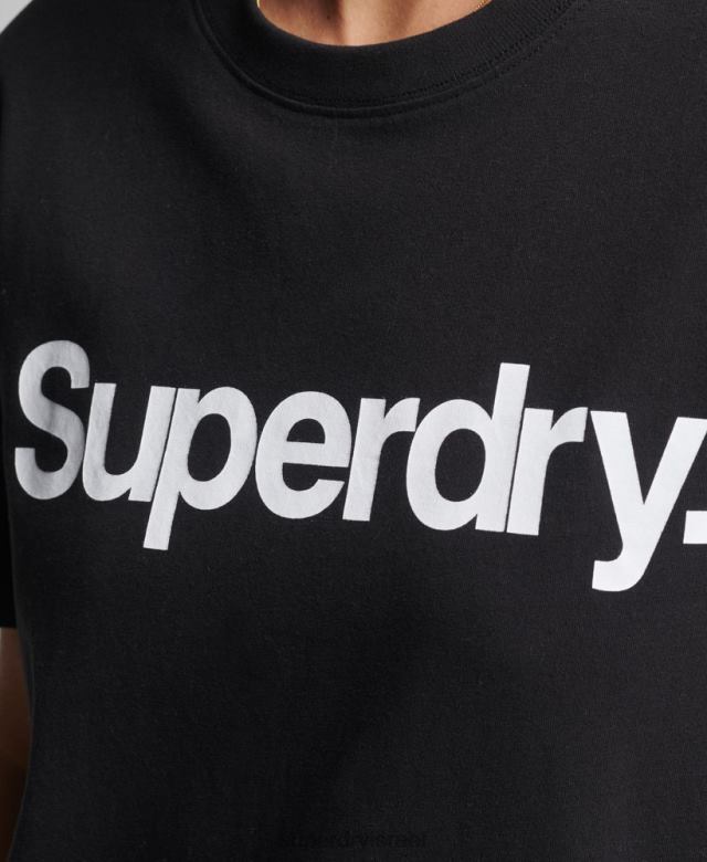 il Superdry נשים חולצת טריקו לוגו ליבה שָׁחוֹר 4LX2Z2778 הַלבָּשָׁה