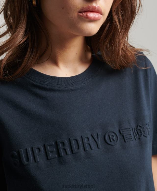 il Superdry נשים חולצת טריקו עם לוגו תאגידי וינטג' אפור כהה 4LX2Z2785 הַלבָּשָׁה