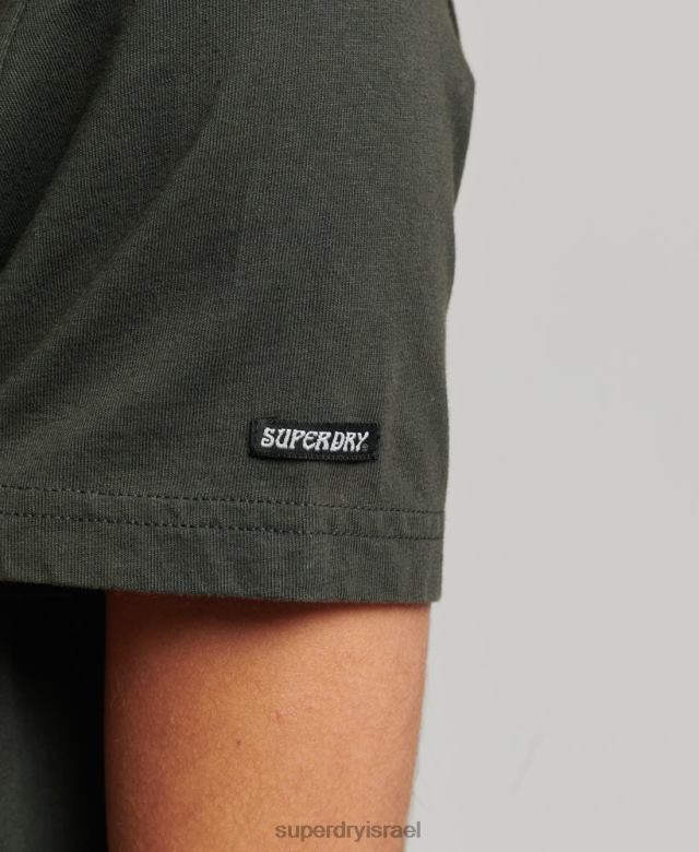 il Superdry נשים חולצת טריקו וינטג' חוצה קווים אפור כהה 4LX2Z2786 הַלבָּשָׁה