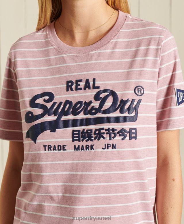 il Superdry נשים חולצת טריקו מפוספסת מקור לוגו וינטג' וָרוֹד 4LX2Z2804 הַלבָּשָׁה