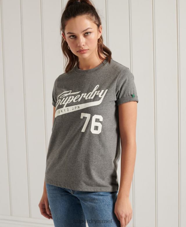 il Superdry נשים חולצת טריקו של קולג'י קאלי סטייט אפור כהה 4LX2Z2806 הַלבָּשָׁה