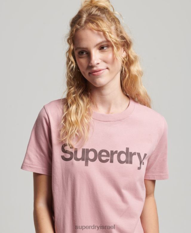 il Superdry נשים חולצת טי לוגו ליבת כותנה אורגנית וָרוֹד 4LX2Z2811 הַלבָּשָׁה