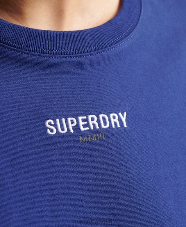 il Superdry נשים חולצת טריקו רקומה עם לוגו מיקרו חיל הים 4LX2Z2815 הַלבָּשָׁה