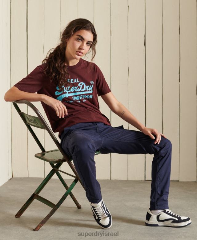 il Superdry נשים חולצת טריקו קלאסית עם לוגו וינטג' אָדוֹם 4LX2Z2824 הַלבָּשָׁה