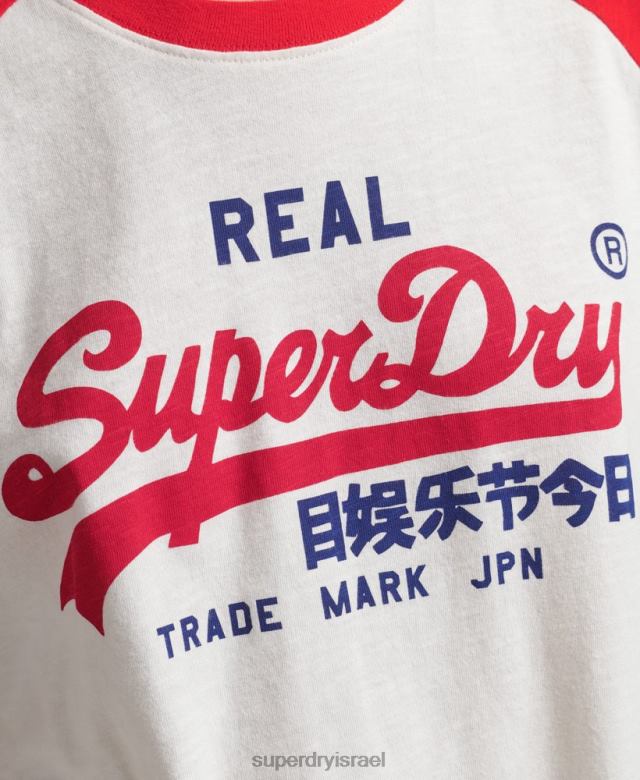 il Superdry נשים חולצת טריקו מורשת לוגו וינטג' לבן 4LX2Z2837 הַלבָּשָׁה